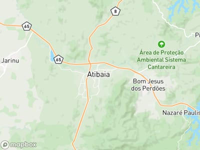 Mapa da área de atendimento de Carla Mendes em Atibaia