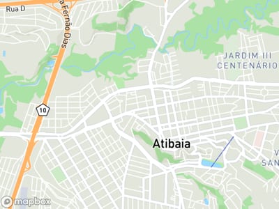 Mapa da área de atendimento de Arenas Fisio em Atibaia